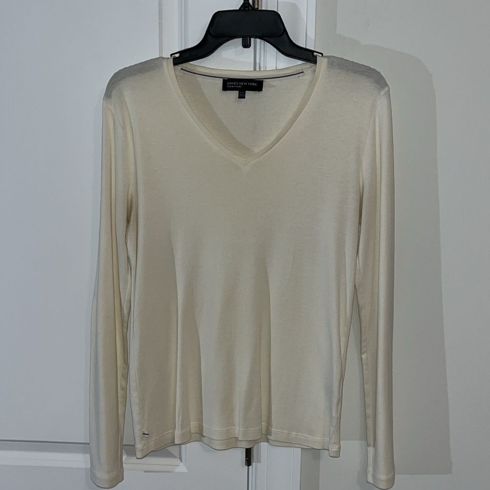 Jones New York signature long sleeve Semi Fitted Activewear Shirt L Cotton